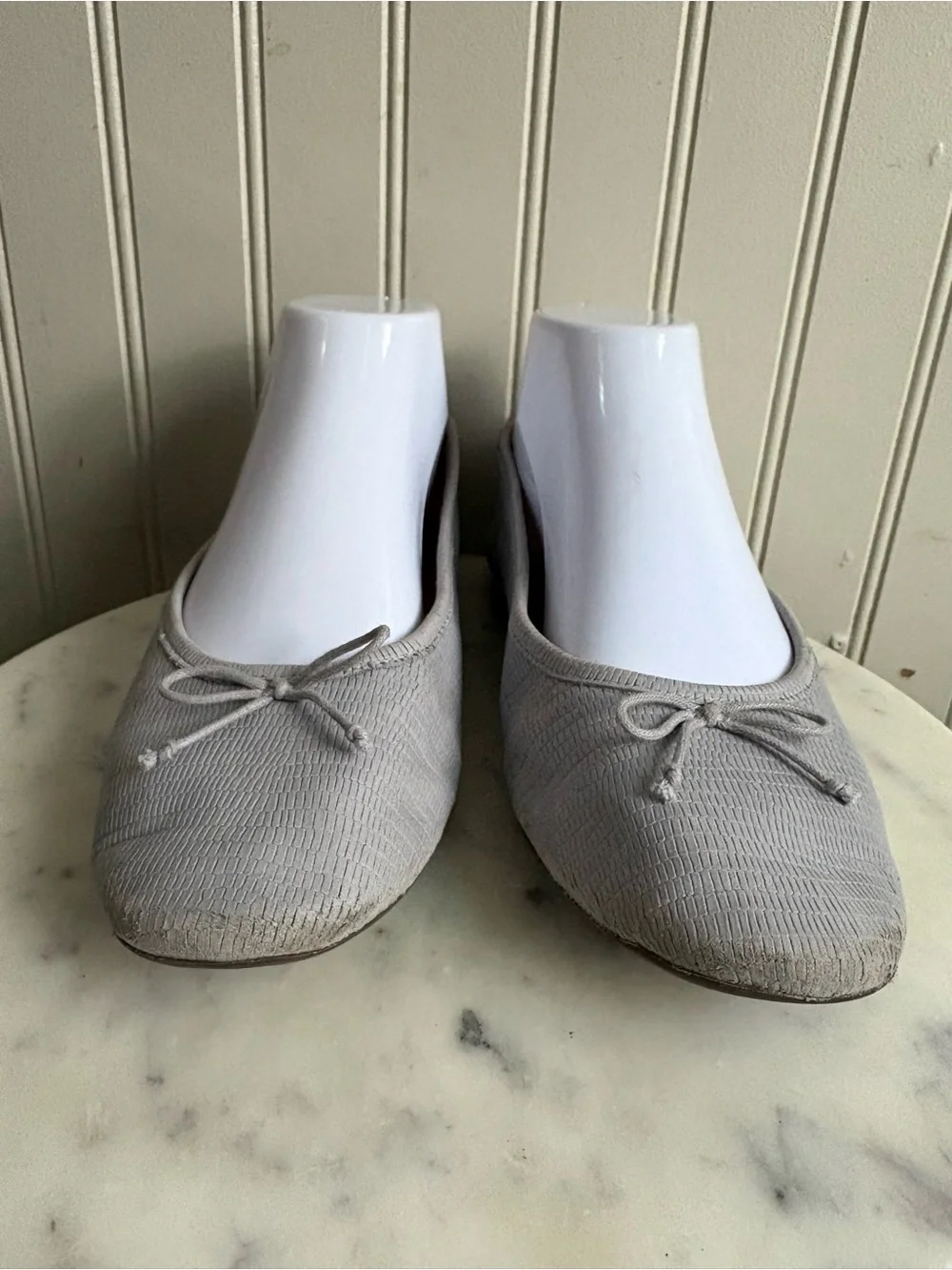 Madewell Leather Adelle Bow Ballet Flats Women’s 7 Gray Embossed Casual Designer - Picture 7 of 11